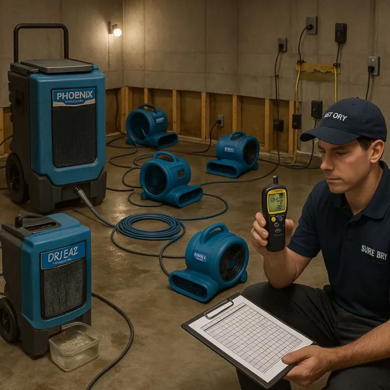 Structural Drying and Dehumidification process in Overland, MO